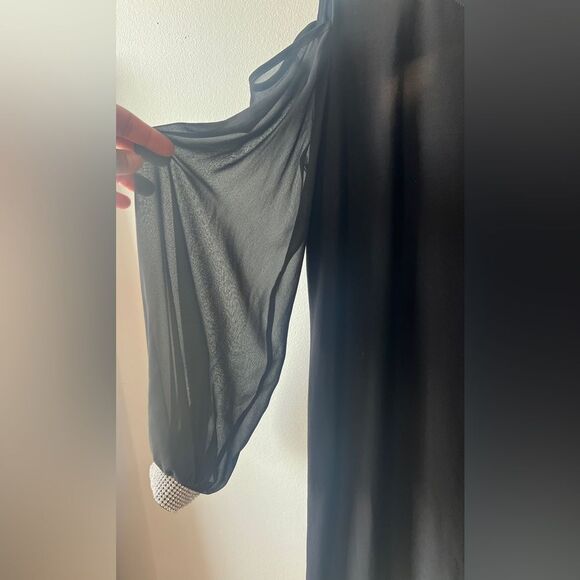 MSK BLK women’s Cut-Out Shoulders, Rhinestone Cuff, sheer sleeve Dress; Size 16 - Picture 2 of 9